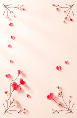 A captivating poster featuring a soft color palette of romantic shades like pinks, reds, and whites to create a tender mood