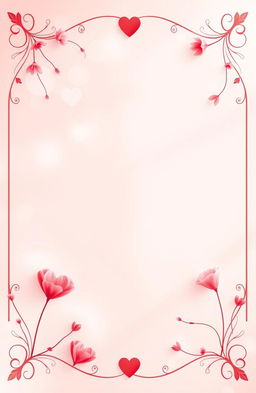 A captivating romantic poster featuring a soft color palette with gentle shades of pink, red, and white, creating a tender mood