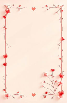 A captivating romantic poster featuring a soft color palette with gentle shades of pink, red, and white, creating a tender mood