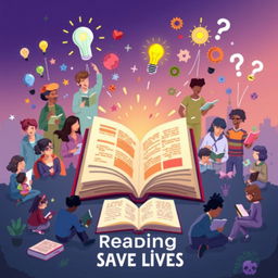 A vibrant pixel art scene depicting the concept of reading saving lives