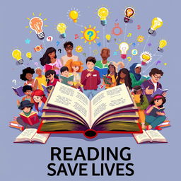 A vibrant pixel art scene depicting the concept of reading saving lives