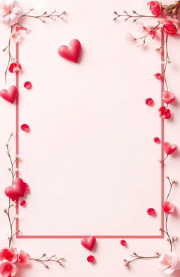 A captivating poster featuring a soft color palette with romantic shades of pinks, reds, and whites to create a tender mood
