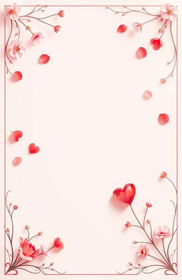 A captivating poster featuring a soft color palette with romantic shades of pinks, reds, and whites to create a tender mood