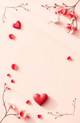 A captivating poster featuring a soft color palette with romantic shades of pinks, reds, and whites to create a tender mood