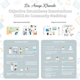 A well-organized, visually engaging overview of Objective Structured Practical Examinations (OSPE) and Objective Structured Clinical Examinations (OSCE) in the context of Community Medicine