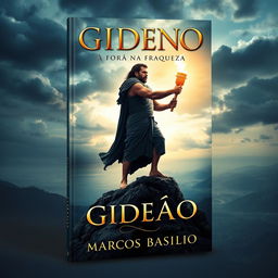 A captivating book cover design for 'GIDEÃO: A FORÇA NA FRAQUEZA' by Marcos Basilio