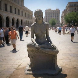 A long, harsh period of drought strikes the city, causing widespread panic among the statue-worshipping populace, under the harsh glares of the relentless summer sun