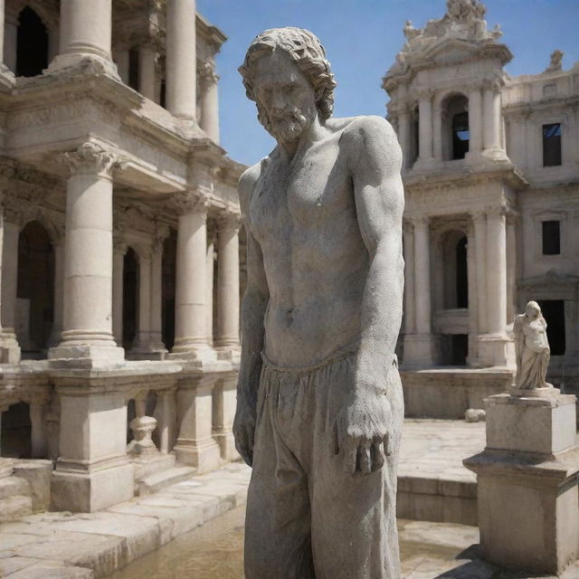 A long, harsh period of drought strikes the city, causing widespread panic among the statue-worshipping populace, under the harsh glares of the relentless summer sun