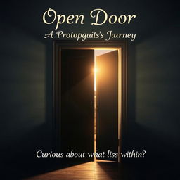 An artistic representation of an open door, slightly ajar, emanating a warm, inviting light from within