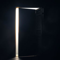A captivating image of a mid-open door, its frame partially illuminated by a soft, ethereal light seeping from within