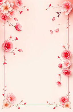An enchanting poster design featuring a soft, romantic color palette with blush pinks, deep reds, and gentle whites, creating a serene, heartfelt ambiance