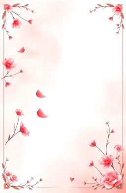 An enchanting poster design featuring a soft, romantic color palette with blush pinks, deep reds, and gentle whites, creating a serene, heartfelt ambiance