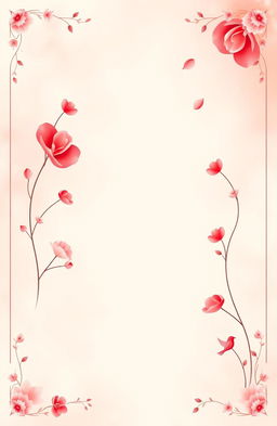 An enchanting poster design featuring a soft, romantic color palette with blush pinks, deep reds, and gentle whites, creating a serene, heartfelt ambiance
