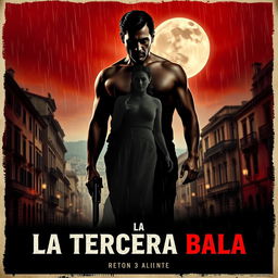 A gripping movie poster for the film titled 'La Tercera Bala', depicting a man's quest for vengeance after the Italian mafia murders his wife