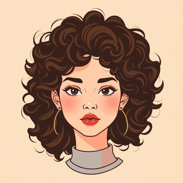 A vector portrait of a girl with curly hair, showcasing ultra-modern vector graphics