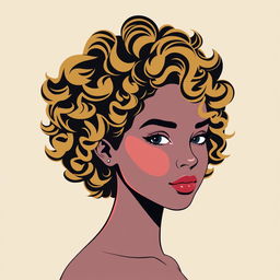 A vector portrait of a girl with curly hair, showcasing ultra-modern vector graphics