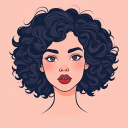 A vector portrait of a girl with curly hair, showcasing ultra-modern vector graphics