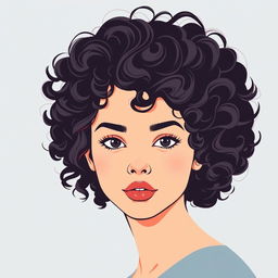 A vector portrait of a girl with curly hair, showcasing ultra-modern vector graphics