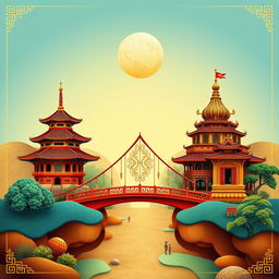 A captivating cover design symbolizing cultural unity, featuring a central bridge that serves as a connecting element
