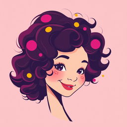 A vector portrait of a girl with curly hair, designed in an ultra-modern vector graphics style