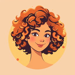 A vector portrait of a curly-haired girl, illustrated in the style of ultra-modern vector graphics