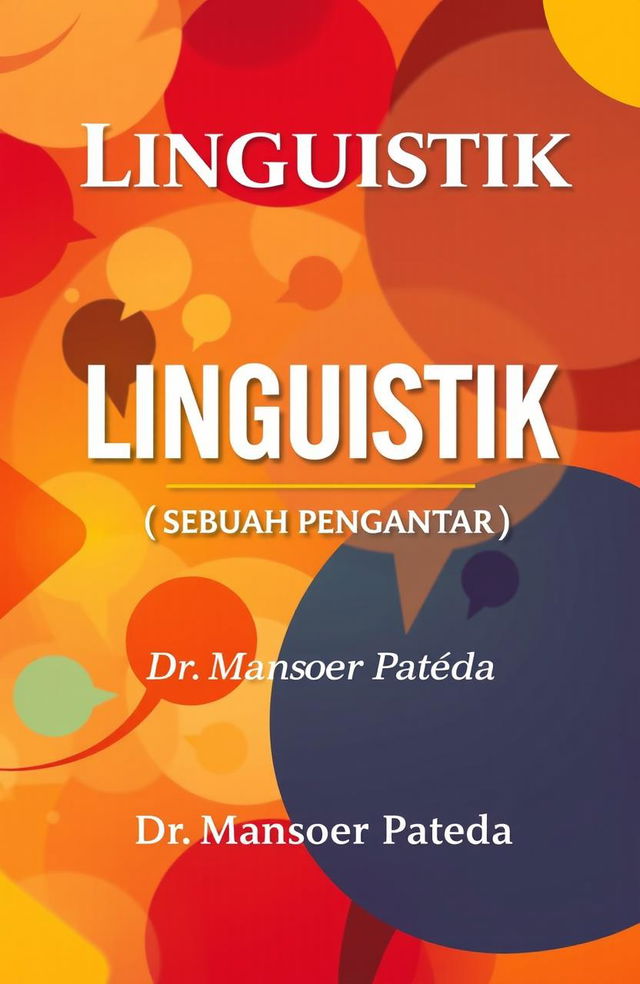 A vibrant book cover design for 'LINGUISTIK (SEBUAH PENGANTAR)' by Dr