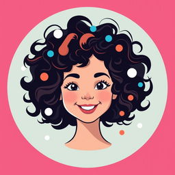 A vector portrait of a girl with curly hair, depicted in the style of ultra-modern vector graphics
