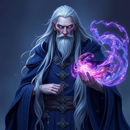 Elder Thalian Starbound, a wise and enigmatic figure of the Twilight Accord, stands tall with a slender build