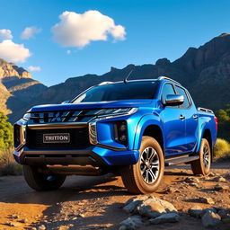 A Mitsubishi L200 Triton, parked majestically on a rugged off-road terrain, showcasing its sleek and aggressive design