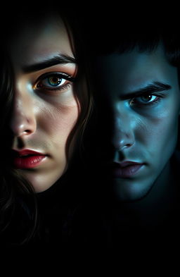 A captivating image featuring half faces of a girl and a boy, symbolizing mystery