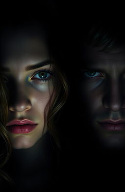 A captivating image featuring half faces of a girl and a boy, symbolizing mystery