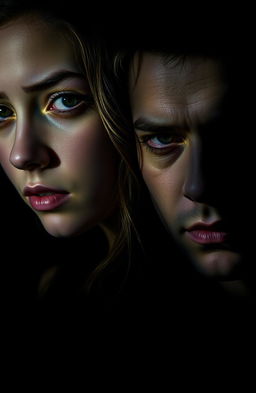 A captivating image featuring half faces of a girl and a boy, symbolizing mystery