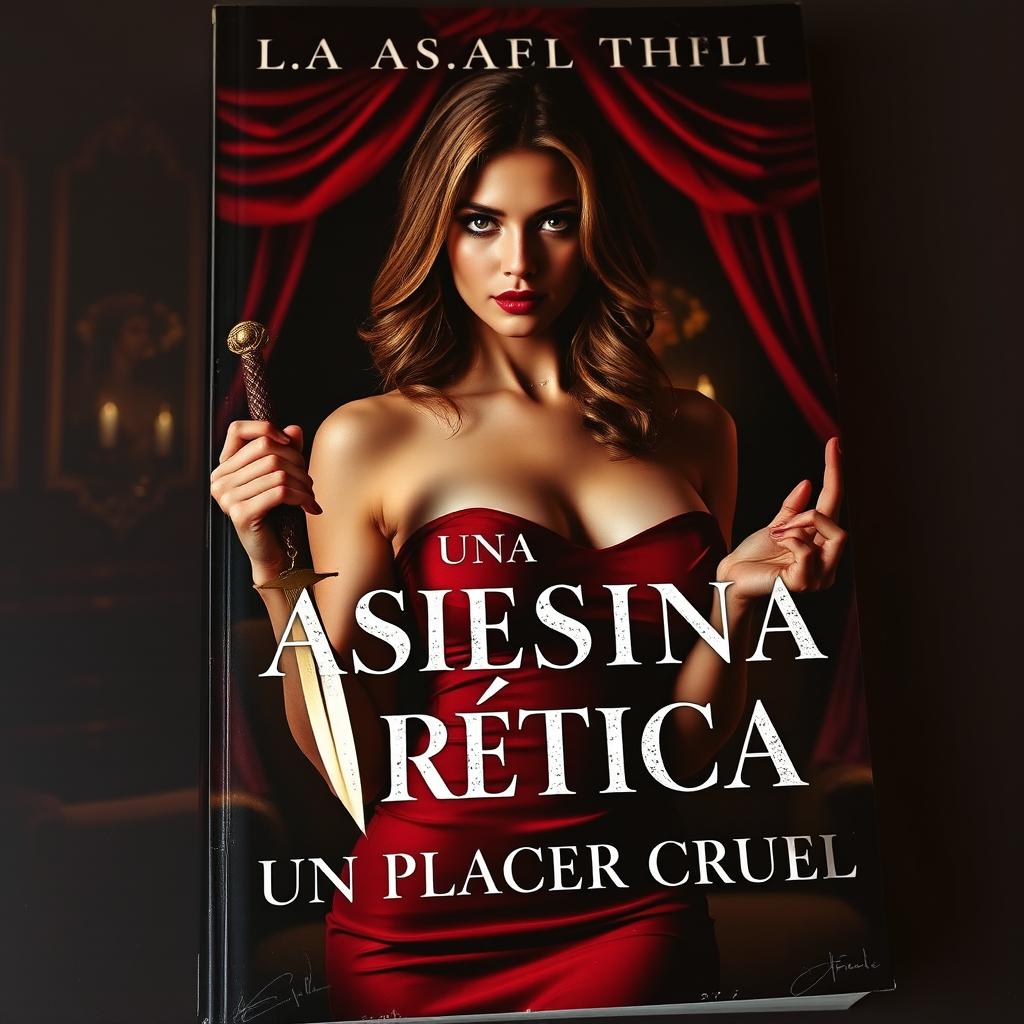 An alluring book cover for 'UNA ASESINA ERÓTICA O UN PLACER CRUEL'