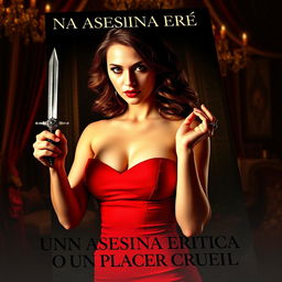 An alluring book cover for 'UNA ASESINA ERÓTICA O UN PLACER CRUEL'