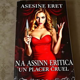 An alluring book cover for 'UNA ASESINA ERÓTICA O UN PLACER CRUEL'