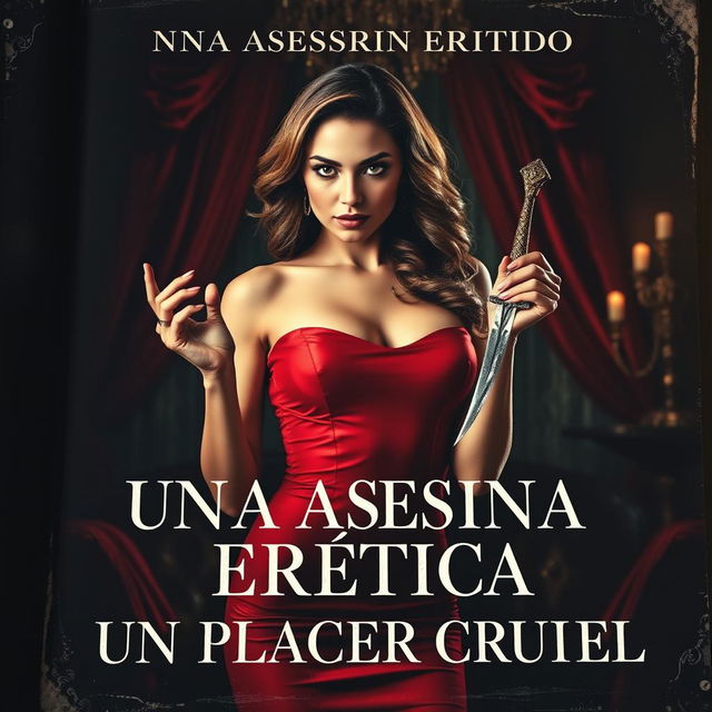 An alluring book cover for 'UNA ASESINA ERÓTICA O UN PLACER CRUEL'