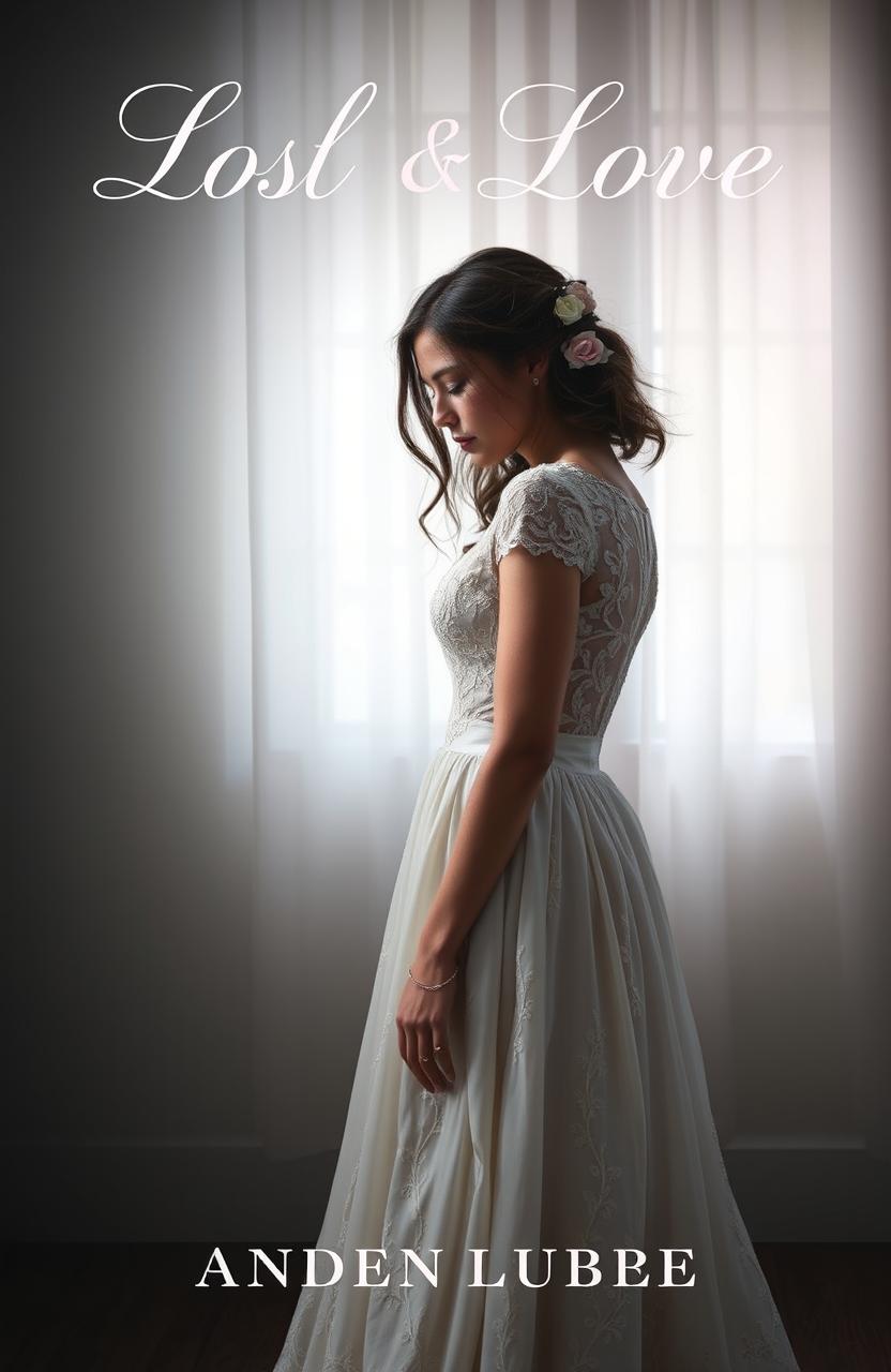 A book cover depicting a sad bride standing alone in a dimly lit room