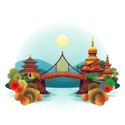 A beautifully designed cover that symbolizes cultural unity, featuring a bridge at its center as a connecting element
