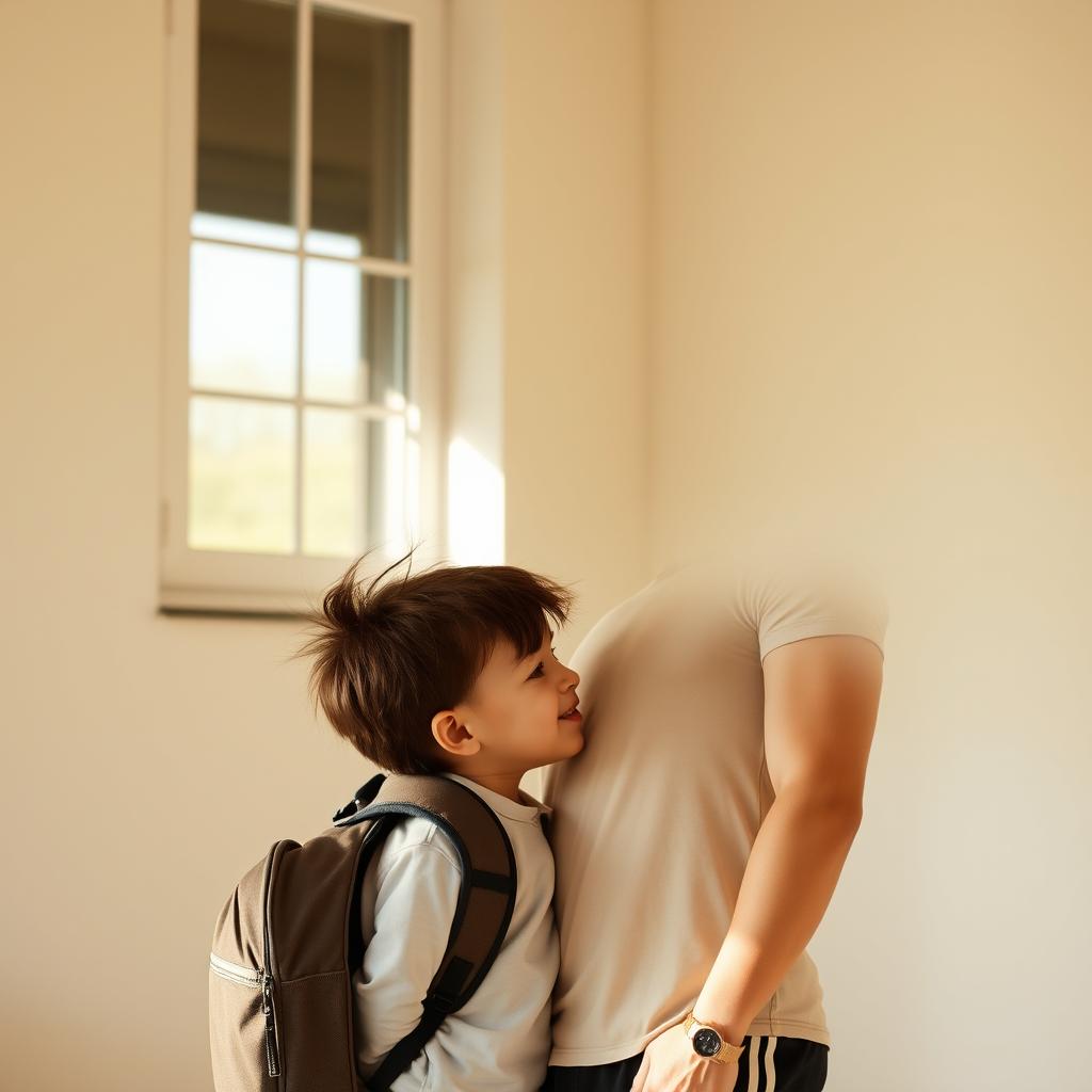 A warm and emotional scene capturing a moment of tenderness between a parent and child