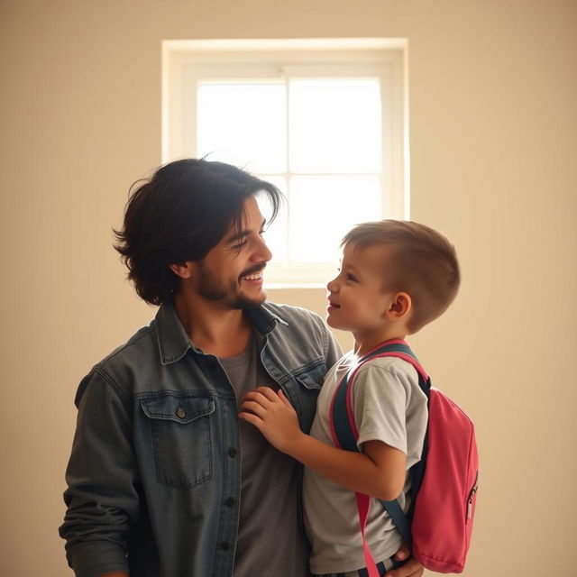 A warm and emotional scene capturing a moment of tenderness between a parent and child