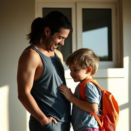 A warm and emotional scene capturing a moment of tenderness between a parent and child