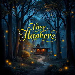 A captivating book cover design featuring a mystical forest, bathed in twilight hues