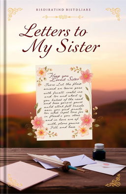 An inspirational book cover titled 'Letters to My Sister', featuring warm, inviting colors like soft pastels and gold accents