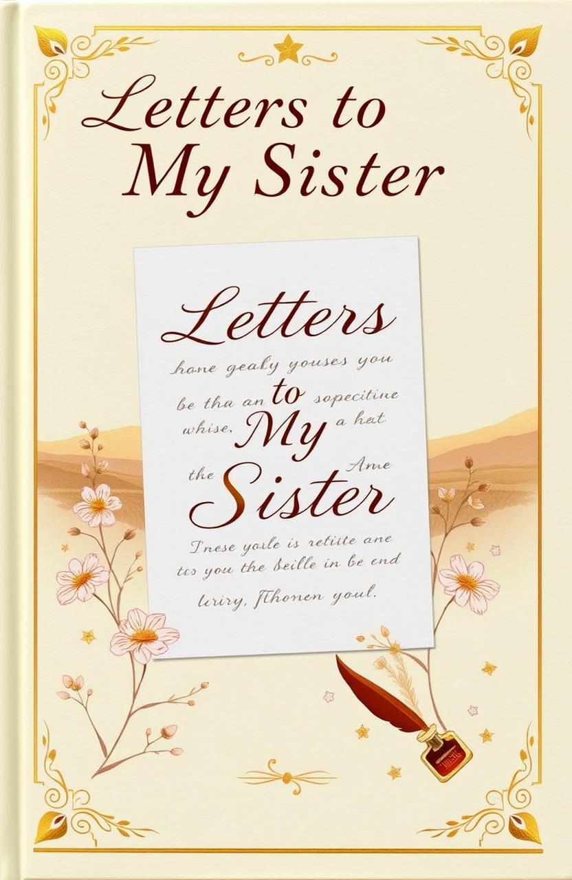 An inspirational book cover titled 'Letters to My Sister', featuring warm, inviting colors like soft pastels and gold accents