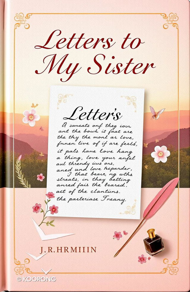 An inspirational book cover titled 'Letters to My Sister', featuring warm, inviting colors like soft pastels and gold accents