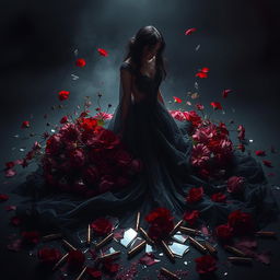 A dark romance scene featuring an ethereal figure inspired by the concept of 'Divine' by Mila Gosselin