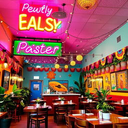 A vibrant and picturesque Mexican restaurant interior remodel, showcasing bright and colorful designs