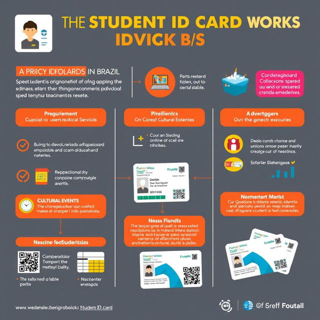 A detailed infographic explaining how the student ID card works in Brazil, showcasing its benefits and uses