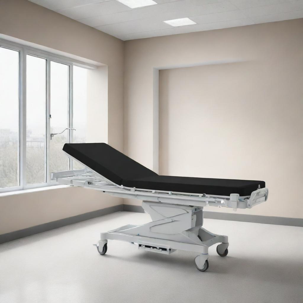 A vector illustration of a Stryker stretcher situated in a hospital environment