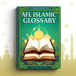 A vibrant and attractive book cover design for an 'AFL Islamic Glossary'